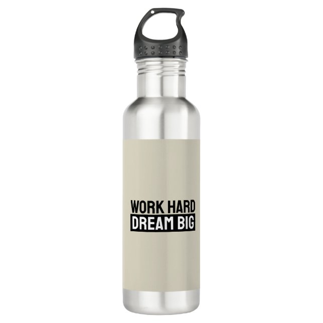 Work Hard Dream Big Motivational Inspirational Edelstahlflasche (Vorderseite)