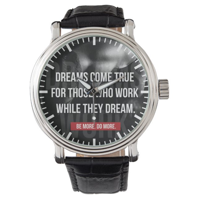 Work Hard - Dreams Come True - Gymnasium Motiviere Armbanduhr (Vorderseite)
