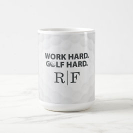 Work Hard Golf Hard Monogram Initial Retro Style Kaffeetasse