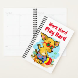 "Work Hard Play Hard" Funny Beach Dog Journal Planer