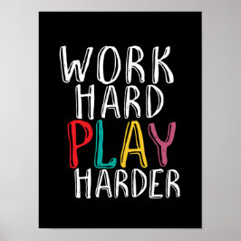 Work Hard Play Harer Gaming Geek Nerd Video Gamer Poster