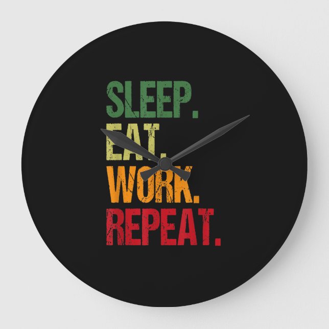 Work Repeat Hamster Große Wanduhr (Vorderseite)