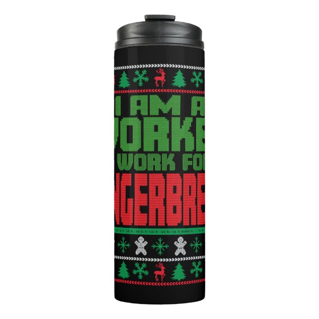 Worker Christmas Sprichwort Thermosbecher (Vorderseite)