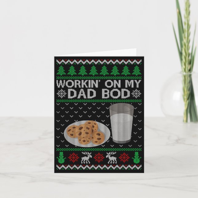 Workin' On My Dad Bod Ugly Christmas Sweater New M Karte (Vorderseite)