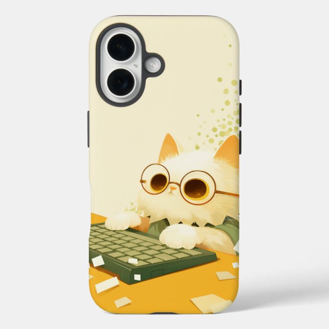 Working Cat Phone Case, Apple iPhone 16, Tough 16 Hülle (Rückseite)