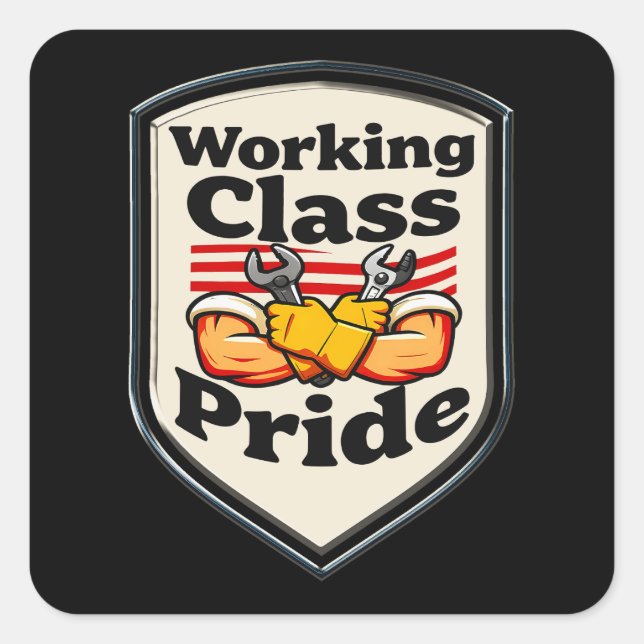 Working Class Pride Badge – Blue Collar Worker Quadratischer Aufkleber (Vorderseite)