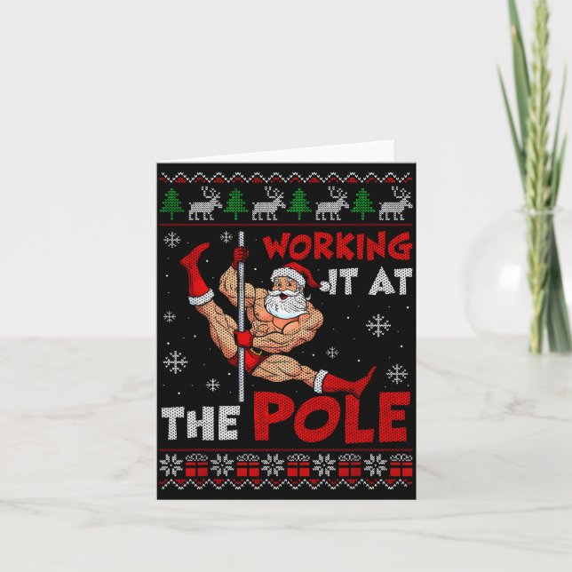 Working It At The Le Funny Santa Dancing Ugly Chri Karte (Vorderseite)