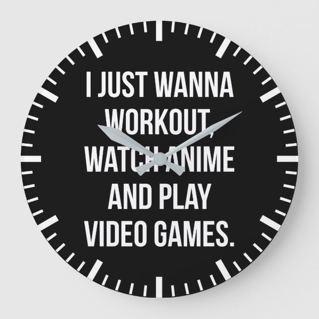Workout, Anime beobachten, Videospiele spielen - F Große Wanduhr (Vorderseite)