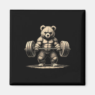 Workout Bear Deadlifter Funny Gym T-Shirt Lifting Magnet