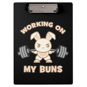 Workout Bunny Cartoon - Arbeit an meinen Brötchen  Klemmbrett
