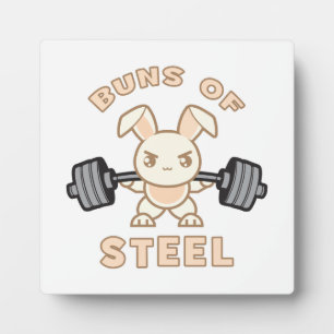 Workout Bunny Cartoon - Stahlblasen - Funny Gym Fotoplatte