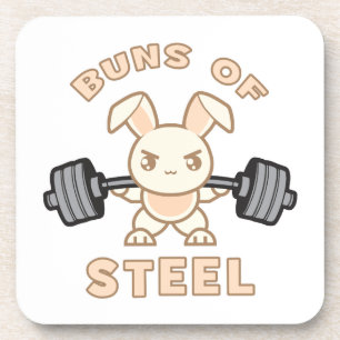 Workout Bunny Cartoon - Stahlblasen - Funny Gym Getränkeuntersetzer