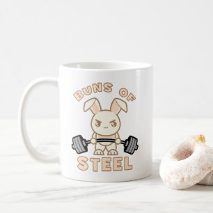 Workout Bunny Cartoon - Stahlblasen - Funny Gym Kaffeetasse