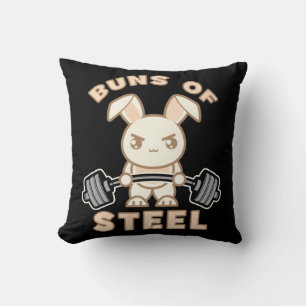 Workout Bunny Cartoon - Stahlblasen - Funny Gym Kissen