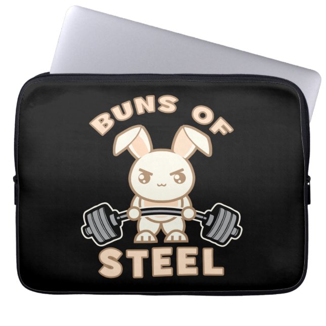 Workout Bunny Cartoon - Stahlblasen - Funny Gym Laptopschutzhülle (Vorderseite)