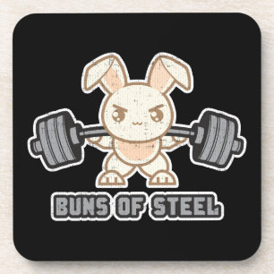 Workout Bunny Cartoon - Stahlgebläse, Funny Anime Getränkeuntersetzer