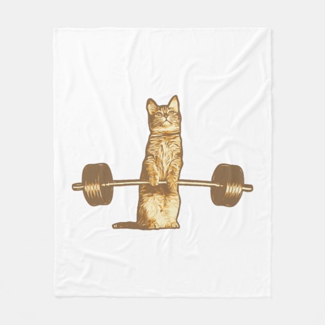 Workout Cat Deadlift Fleecedecke (Vorderseite)