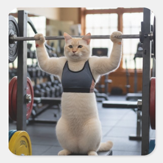 Workout Cat Sticker (Vorderseite)