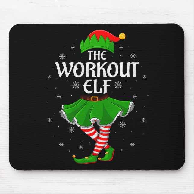 Workout Elf Christmas Family Girls Women Elf Squad Mousepad (Vorne)