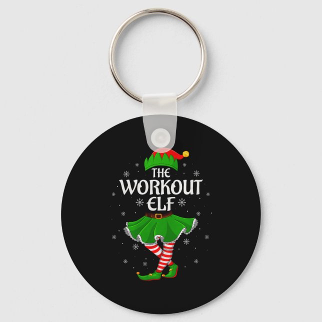 Workout Elf Christmas Family Girls Women Elf Squad Schlüsselanhänger (Vorderseite)