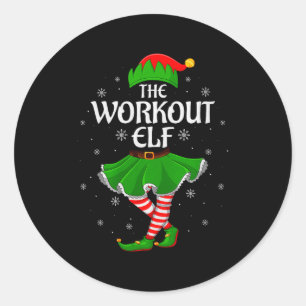 Workout-Elf-Weihnachten-Familie-Mädchen-Frauen-Elf Runder Aufkleber