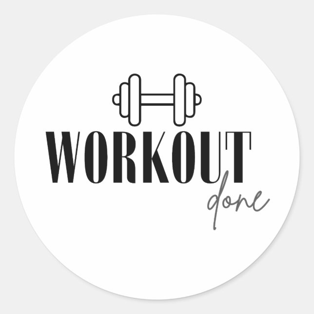 Workout erledigt runder aufkleber (Vorderseite)