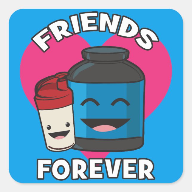 Workout Friends Forever - Niedlicher Kawaii Funny  Quadratischer Aufkleber (Vorderseite)