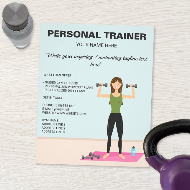 Workout Girl Fitness Girl Custom Personal Trainer Flyer (Von Creator hochgeladen)