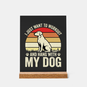 Workout mit meinem Hund Retro-Sonnenuntergang Acrylschild