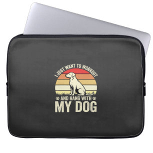 Workout mit meinem Hund Retro-Sonnenuntergang Laptopschutzhülle