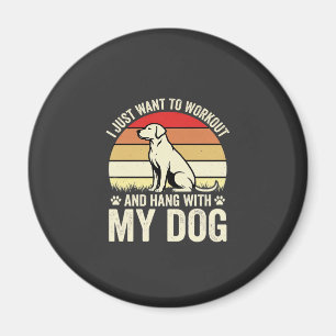 Workout mit meinem Hund Retro-Sonnenuntergang Magnet