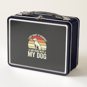 Workout mit meinem Hund Retro-Sonnenuntergang Metall Brotdose