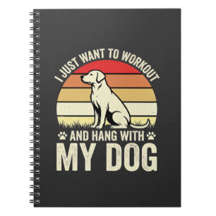 Workout mit meinem Hund Retro-Sonnenuntergang Notizblock