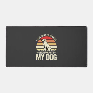 Workout mit meinem Hund Retro-Sonnenuntergang Schreibtischunterlage
