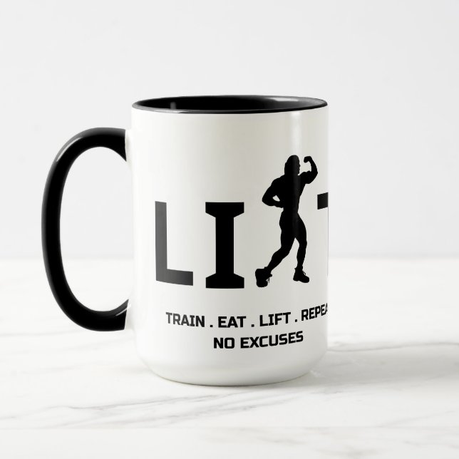Workout Motivation Mug - LIFT and Train Hard  (Gauche)