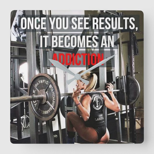 Workout Motivierend Quadratische Wanduhr (Vorderseite)