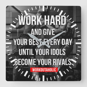 Workout Motivierend Quadratische Wanduhr