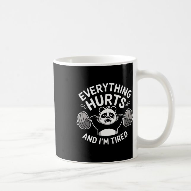 Workout Panda Alles tut weh müde Funny Gym Gif Kaffeetasse (Rechts)