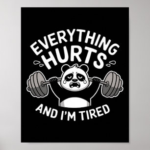 Workout Panda Alles tut weh müde Funny Gym Gif Poster
