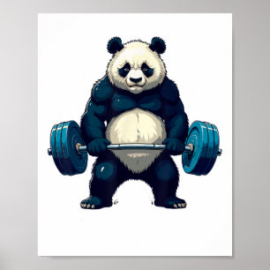 Workout Panda Deadlifter Funny Gym T-Shirt Lifting Poster