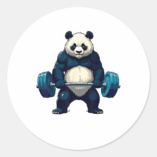 Workout Panda Deadlifter Funny Gym T-Shirt Lifting Runder Aufkleber