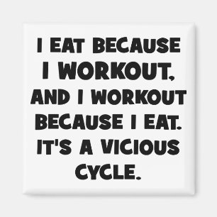 Workout-Spaß - ich esse weil Iworkout Magnet