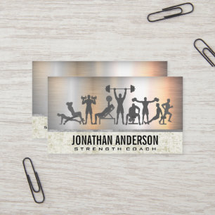Workout-Übungen Metallic Grunge Business Card Visitenkarte
