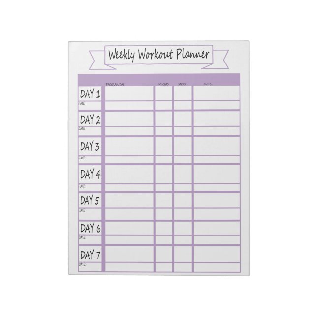Workout Weekly Plananner Notizblock (Rotiert)