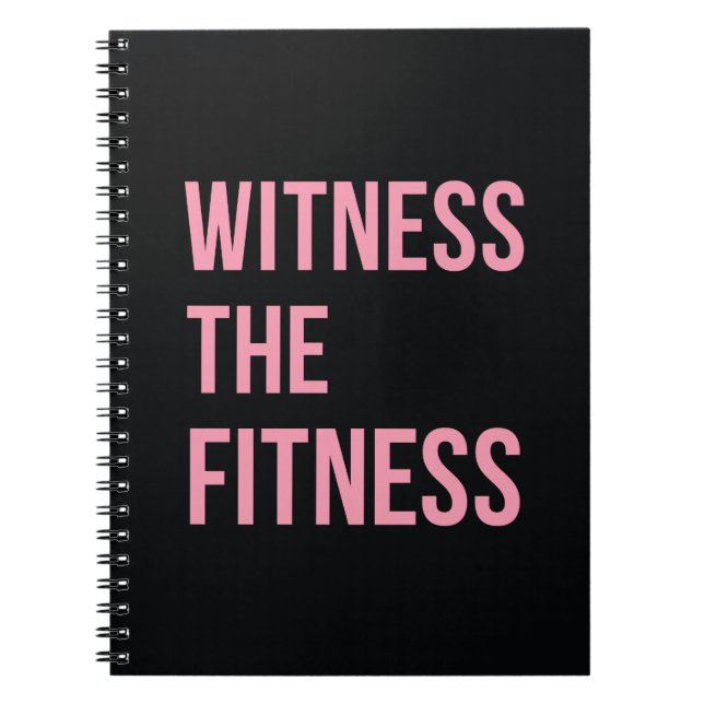 Workout Zitat Zeuge der Fitness Schwarz Rosa Notizblock (Vorderseite)