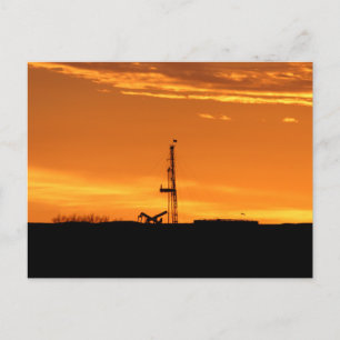 Workover Rig bei Sunset Postcard Postkarte