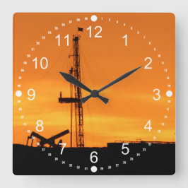 Workover Rig Site Minutennummern Quadratische Wanduhr