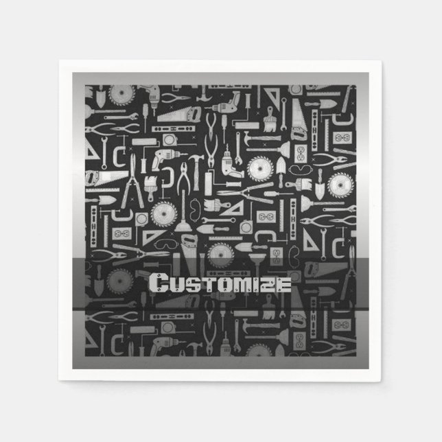 Workshop-Tools für Schwarz und Silber Serviette (Vorderseite)