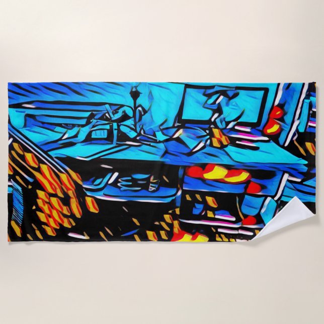 WorkSpace-Mittagessen Strandtuch (Vorderseite)