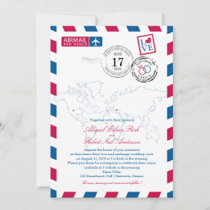 World Airmail USA & Santorini Griechenland   Hochz Einladung